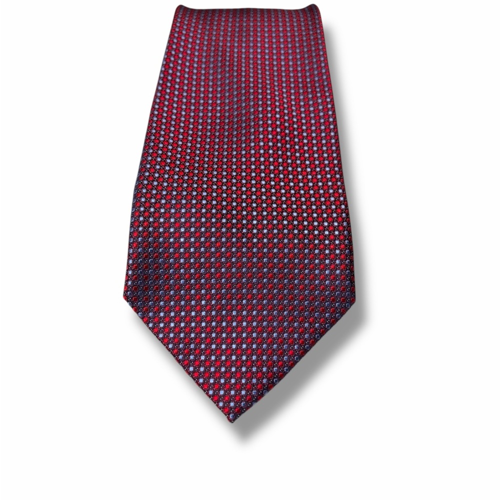 Onore Hand Made Woven Dotted Silk Tie Red & Blue Men's
